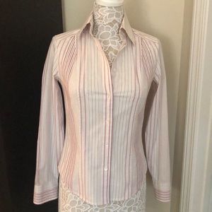 GREAT condition CALVIN KLEIN long sleeve button down fitted shirt striped sizeXS